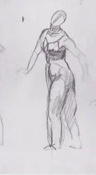 Naar links lopende vrouw